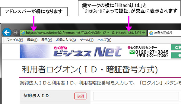 ビジネスNetの表示