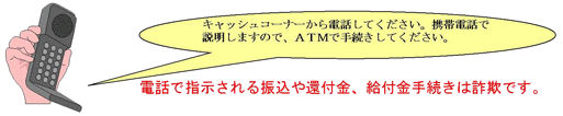 電話で指示される振込や還付金、給付金手続きは詐欺です。