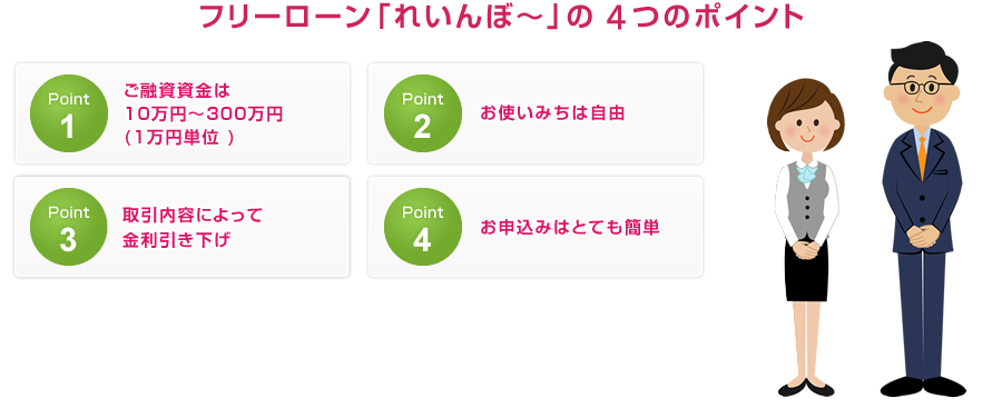 フリーローン「れいんぼ~」の5つのポイント